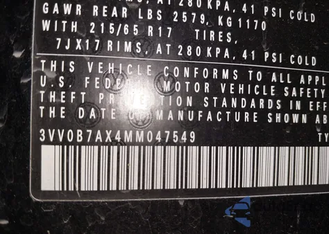 2021 Volkswagen Tiguan 2.0T S из США, поврежденный, VIN 3VV0B7AX4MM047549